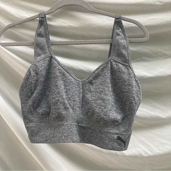 Puma gray athletic sports bra, size large - Picture 1 of 10
